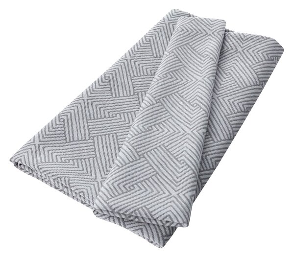 Přehoz na postel 220x260 cm barva stříbrná látka pletený vzor, vzorované