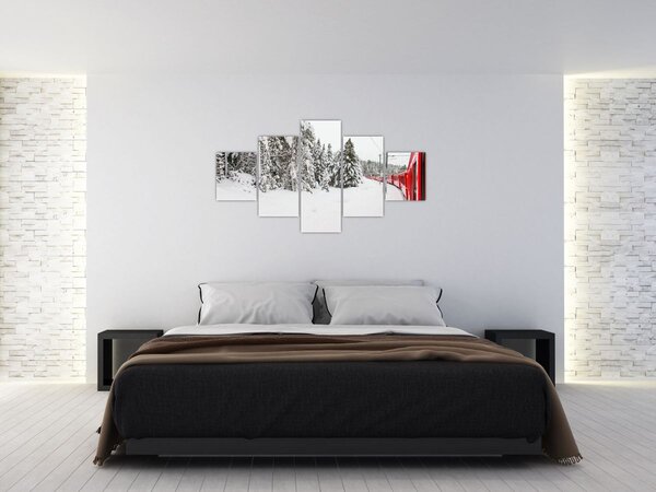 Obraz - Vlak v zasněžené krajině (125x70 cm)