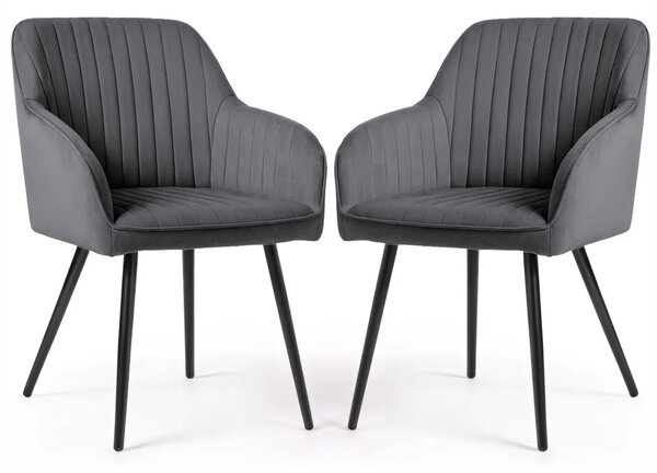 Set 2x čalouněná jídelní židle FURELIA - grafit / černá