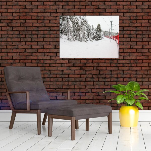 Obraz - Vlak v zasněžené krajině (70x50 cm)