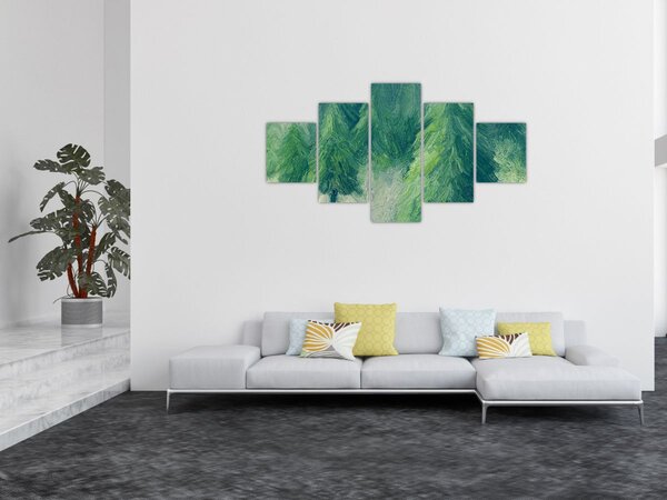Obraz - Malované jehličnany (125x70 cm)