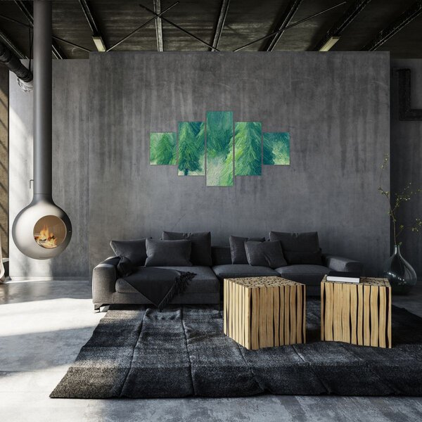 Obraz - Malované jehličnany (125x70 cm)