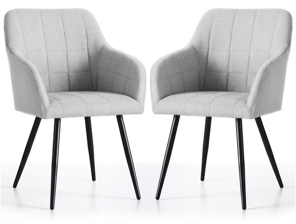 Set 2x jídelní prošívaná židle LARENZA - světle šedá / černá