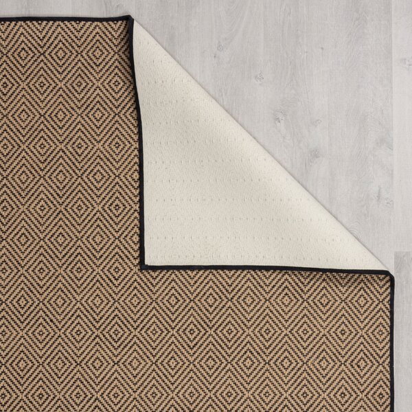 Flair Rugs, Kusový koberec Geometric Jute Black, 200x290, béžová, chodba / předsíň