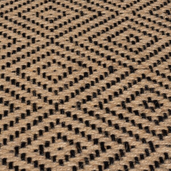 Flair Rugs, Kusový koberec Geometric Jute Black, 200x290, béžová, chodba / předsíň