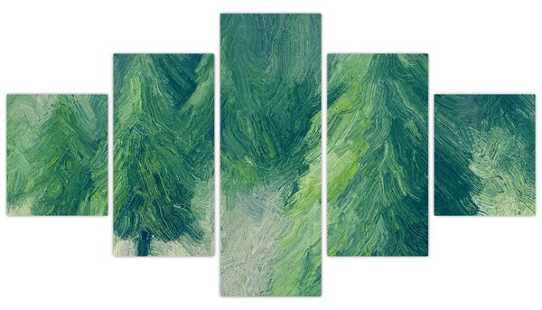Obraz - Malované jehličnany (125x70 cm)