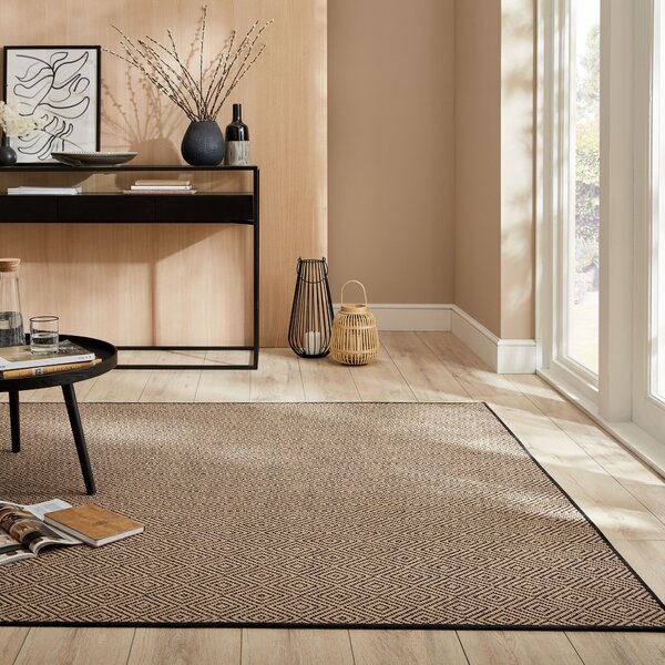Flair Rugs, Kusový koberec Geometric Jute Black, 200x290, béžová, chodba / předsíň