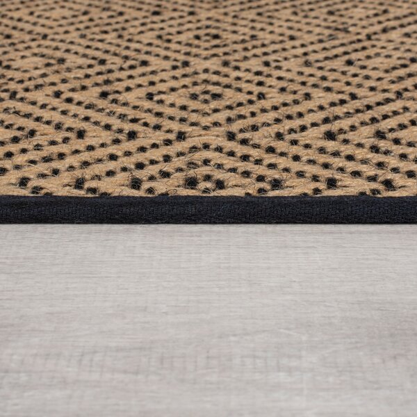 Flair Rugs, Kusový koberec Geometric Jute Black, 200x290, béžová, chodba / předsíň