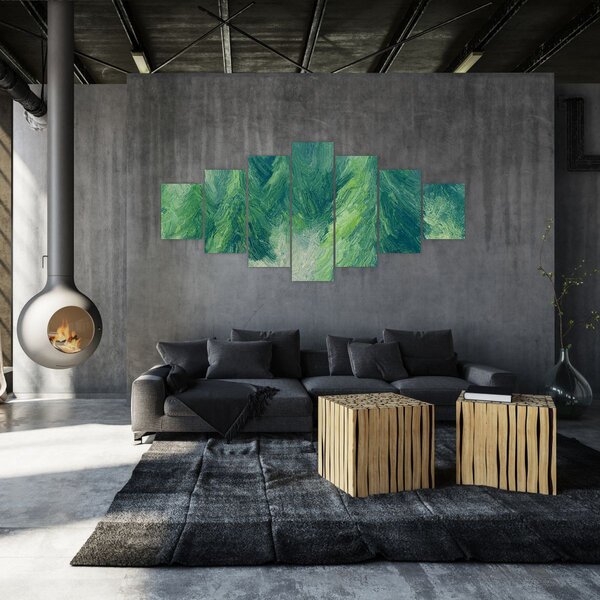 Obraz - Malované jehličnany (210x100 cm)