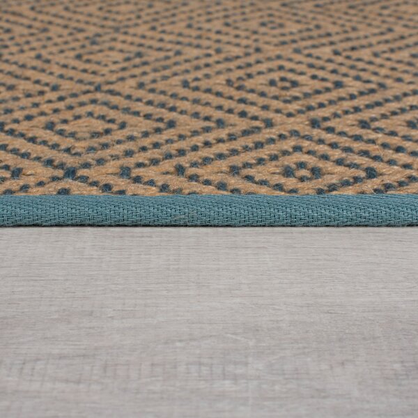 Flair Rugs, Kusový koberec Geometric Jute Blue, 200x290, béžová, chodba / předsíň