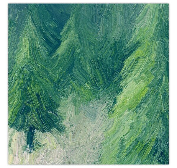 Obraz - Malované jehličnany (30x30 cm)
