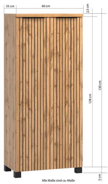 MIDI SKŘÍŇKA, černá, dub wotan, 60/130/35 cm Held - Koupelnové série, Online Only