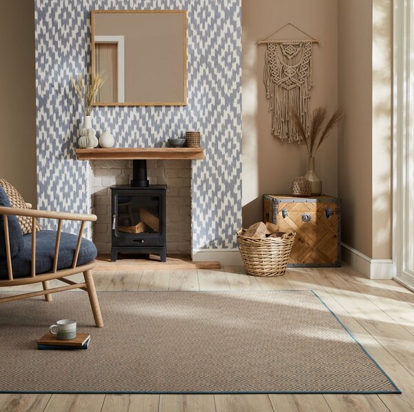 Flair Rugs, Kusový koberec Geometric Jute Blue, 200x290, béžová, chodba / předsíň