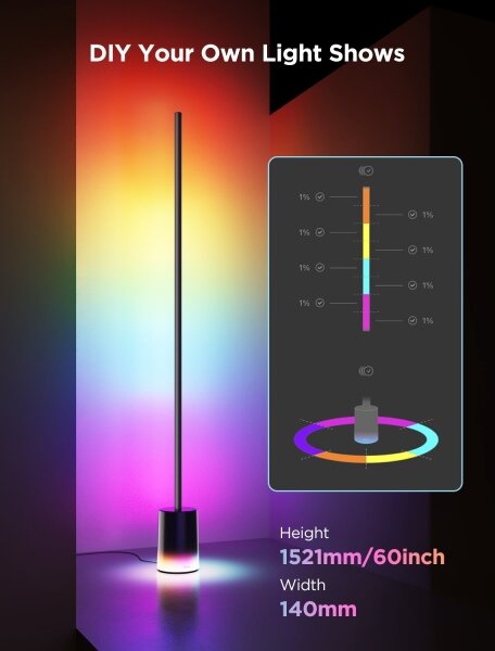 Govee - LED Stojací lampa Smart MATTER LED RGBICWW Wi-Fi + DO
