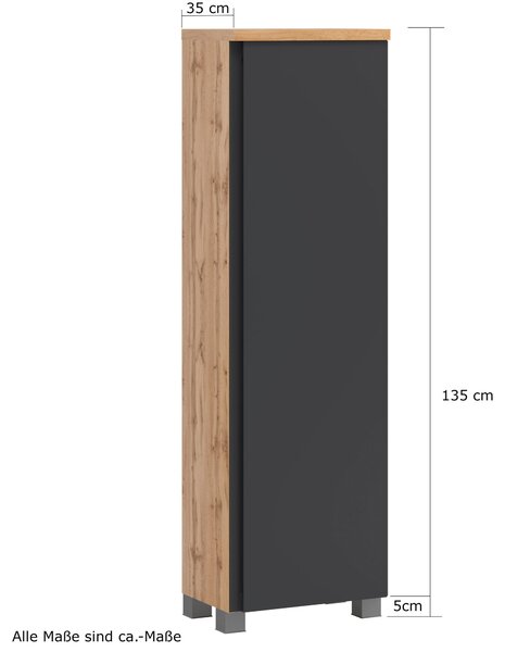 MIDI SKŘÍŇKA, šedá, dub wotan, 40/130/35 cm Held - Úzké skříňky do koupelny, Online Only