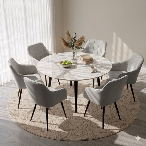 Set 6x jídelní prošívaná židle LARENZA - šedá / černá
