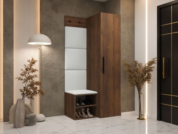 Předsíň Hekurt III, Barva: ořech warmia, Barva látek:: ekokůže Soft 017 (bíla) 5903211516689