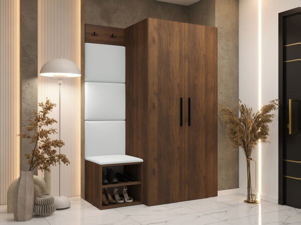 Předsíň Hekurt IV, Barva: ořech warmia, Barva látek:: ekokůže Soft 017 (bíla) 5903211516795