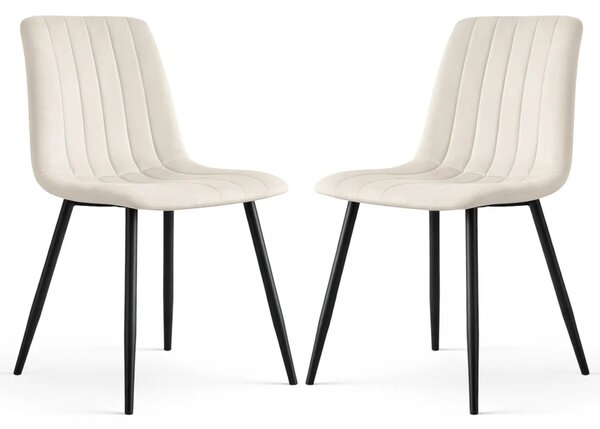 Set 2x prošívaná jídelní židle LINORIA - béžová / černá