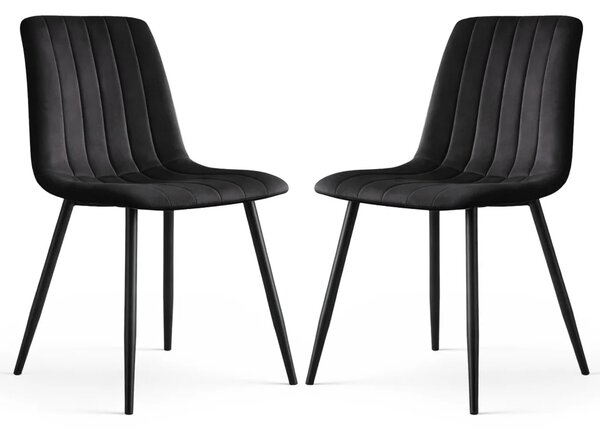 Set 2x prošívaná jídelní židle LINORIA - černá / černá