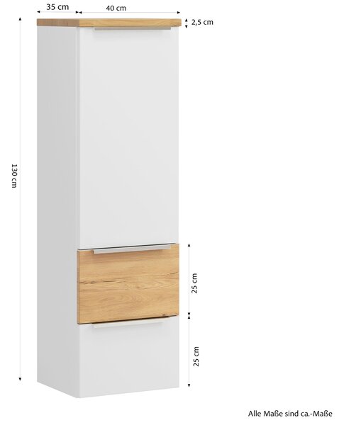 MIDI SKŘÍŇKA, bílá, divoký dub, 40/130/35 cm Held - Koupelnové série, Online Only