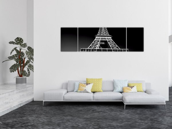 Obraz - Eiffelova věž, černobílá (170x50 cm)