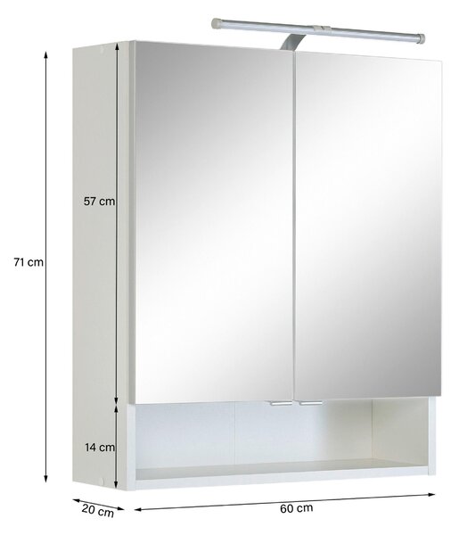 ZRCADLOVÁ SKŘÍŇKA, bílá, bílá, 60/71/20 cm Held - Koupelnové série, Online Only