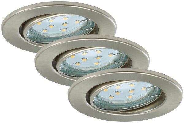 BRILONER 3ks sada LED vestavné svítidlo, pr. 8,6 cm, 3 W, matný nikl BRI 7225-032