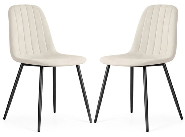 Set 2x prošívaná jídelní židle LIROLIA - béžová / černá
