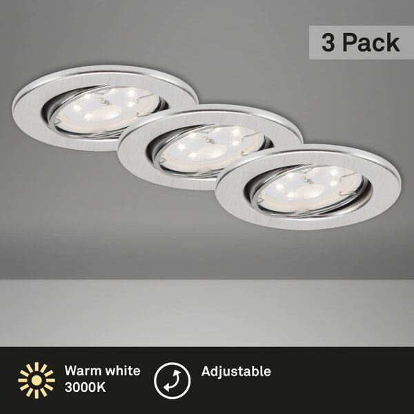 BRILONER 3ks sada LED vestavné svítidlo, pr. 8,6 cm, 3 W, hliník BRI 7225-039