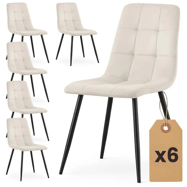 Set 6x prošívaná jídelní židle NIROLIA - béžová / černá