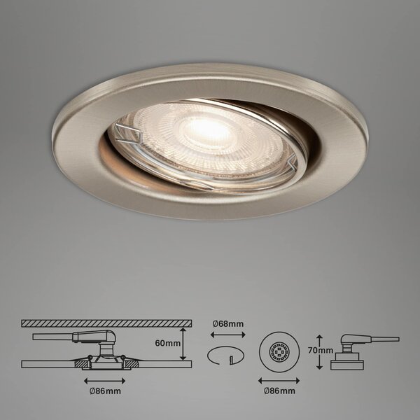 BRILONER 3ks sada LED vestavné svítidlo, pr. 8,6 cm, 5 W, matný nikl BRI 7147-032