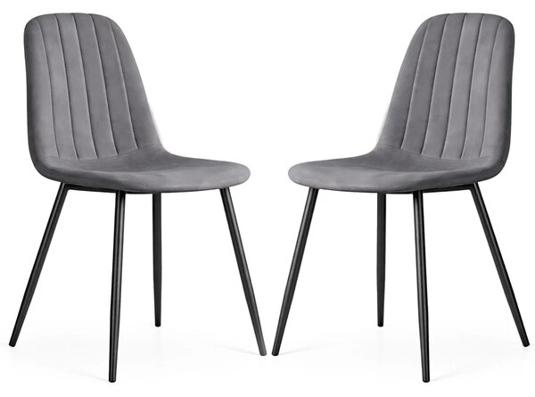 Set 2x prošívaná jídelní židle LIROLIA - tmavý grafit / černá
