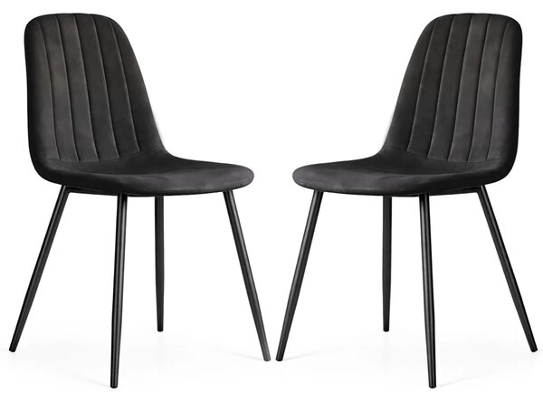 Set 2x prošívaná jídelní židle LIROLIA - černá / černá