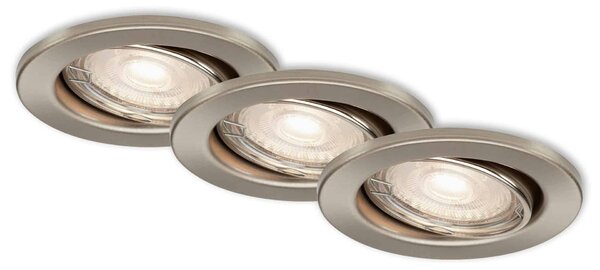 BRILONER 3ks sada LED vestavné svítidlo, pr. 8,6 cm, 5 W, matný nikl BRI 7147-032
