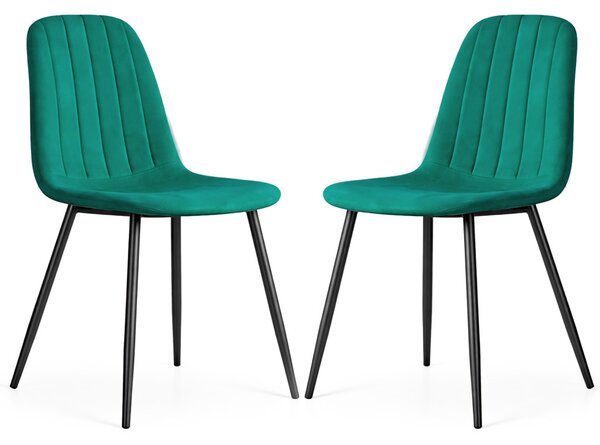 Set 2x prošívaná jídelní židle LIROLIA - láhvově zelená / černá