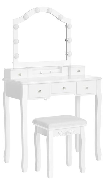 VASAGLE Toaletní stolek, bílá, 80x40x139 cm