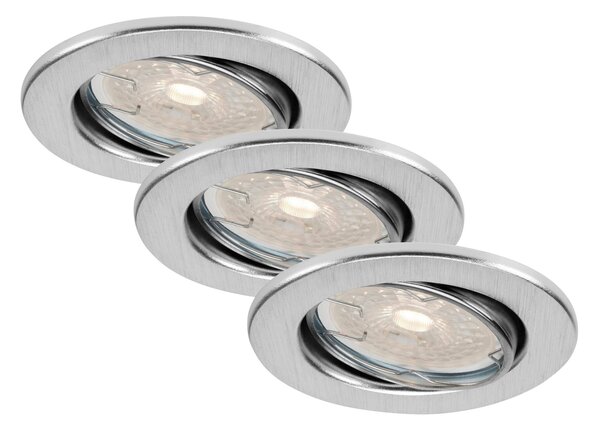 BRILONER 3ks sada vestavné svítidlo, pr. 8,6 cm, 5,5 W, hliník BRILO 7256-039