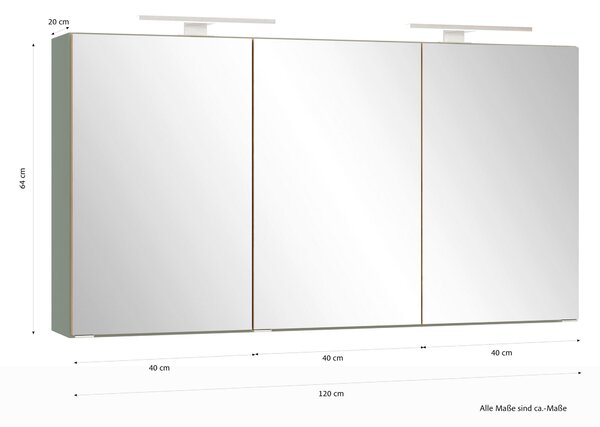 ZRCADLOVÁ SKŘÍŇKA, bílá, rákosová zelená, 120/64/20 cm Held - Koupelnové série, Online Only