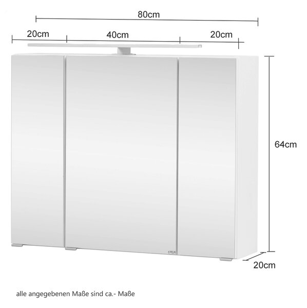 ZRCADLOVÁ SKŘÍŇKA, šedá, 80/64/20 cm Held - Zrcadlové skříňky, Online Only
