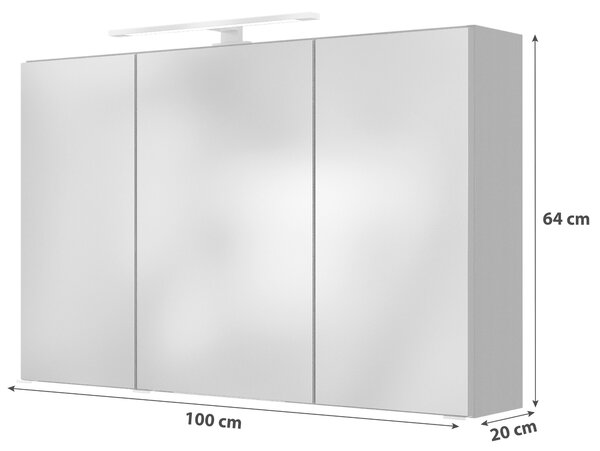 ZRCADLOVÁ SKŘÍŇKA, barvy grafitu, 100/64/20 cm Held - Zrcadlové skříňky, Online Only