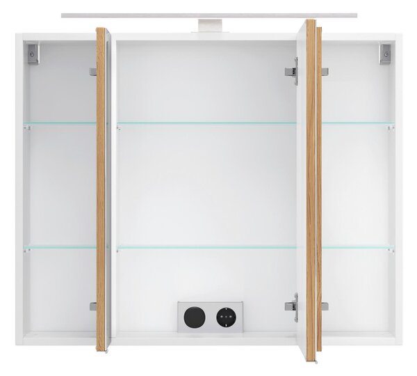 ZRCADLOVÁ SKŘÍŇKA, divoký dub, bílá, 80/64/20 cm Held - Koupelnové série, Online Only