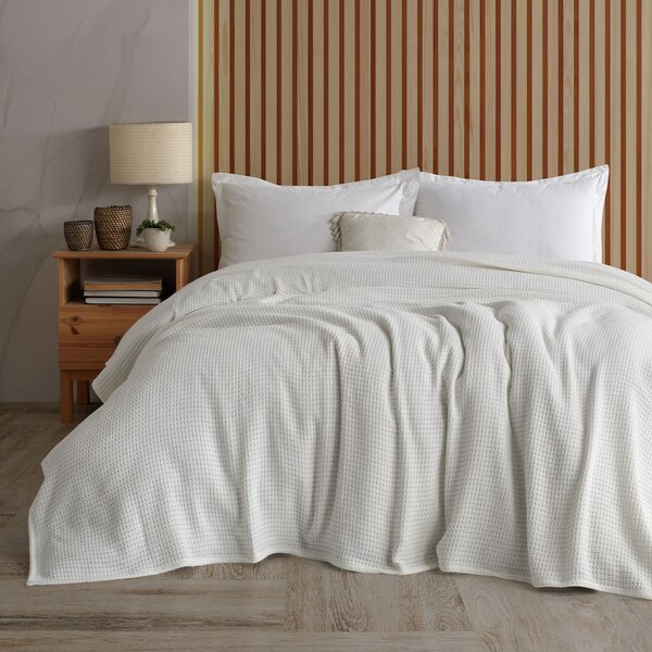Bavlněný přehoz na postel Claire krémová, 220 x 240 cm