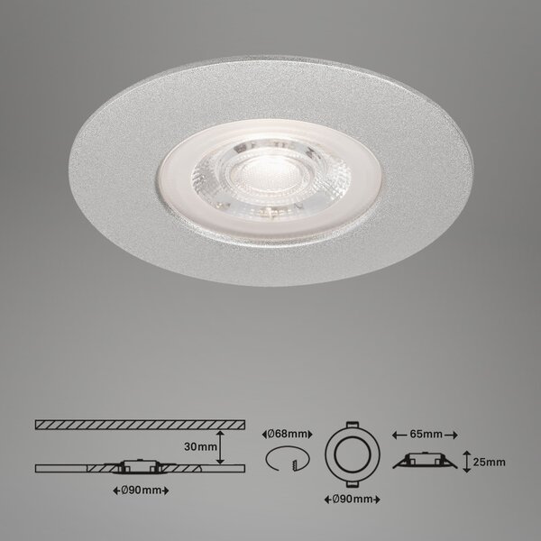BRI 7046-034 3ks sada LED vestavné svítidlo, pr. 9 cm, 5 W, matný chrom - BRILONER