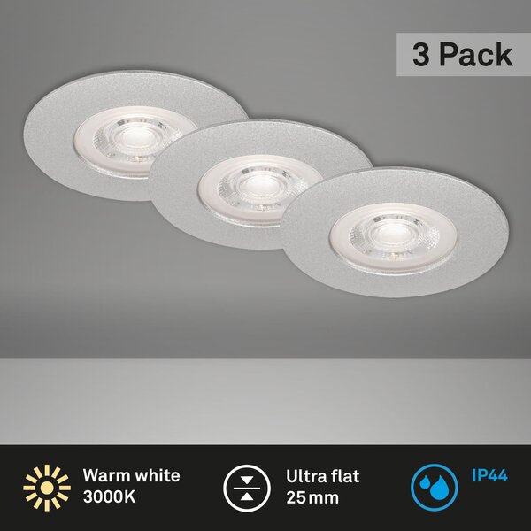 BRI 7046-034 3ks sada LED vestavné svítidlo, pr. 9 cm, 5 W, matný chrom - BRILONER