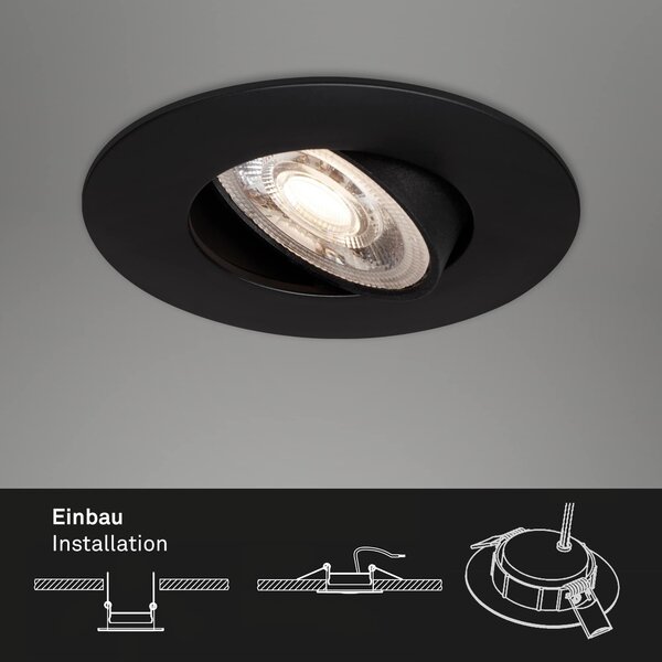 BRI 7146-035 3ks sada ultraploché LED vestavné svítidlo, pr. 9 cm, 5 W, černá - BRILONER