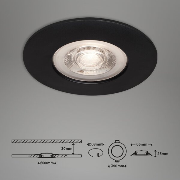 BRI 7046-035 3ks sada LED vestavné svítidlo, pr. 9 cm, 5 W, černá - BRILONER
