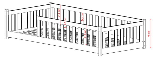 Dětská jednolůžková postel 80x160 MAILA se zábranou - bílá