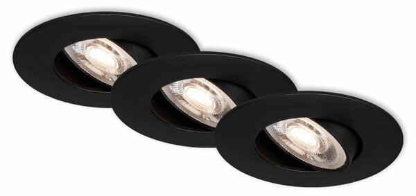 BRI 7146-035 3ks sada ultraploché LED vestavné svítidlo, pr. 9 cm, 5 W, černá - BRILONER