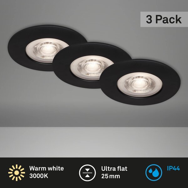 BRI 7046-035 3ks sada LED vestavné svítidlo, pr. 9 cm, 5 W, černá - BRILONER